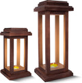 Rustic Decorative Wooden Candle Lantern Set of 2 H8444