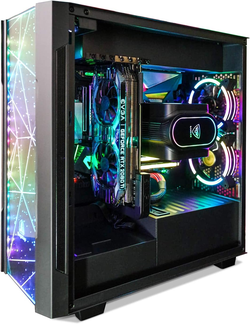 Black ATX Mid Tower PC Gaming Computer Case with Tempered Glass & RGB Front Panel F4922