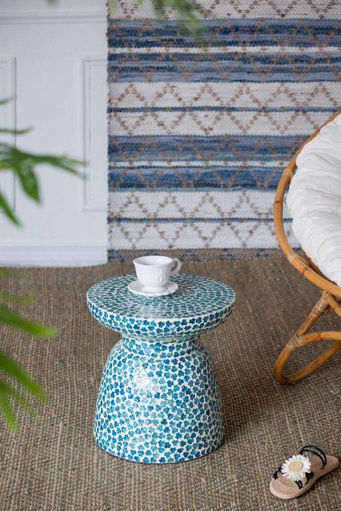 Blue Round Stool End Table A5130