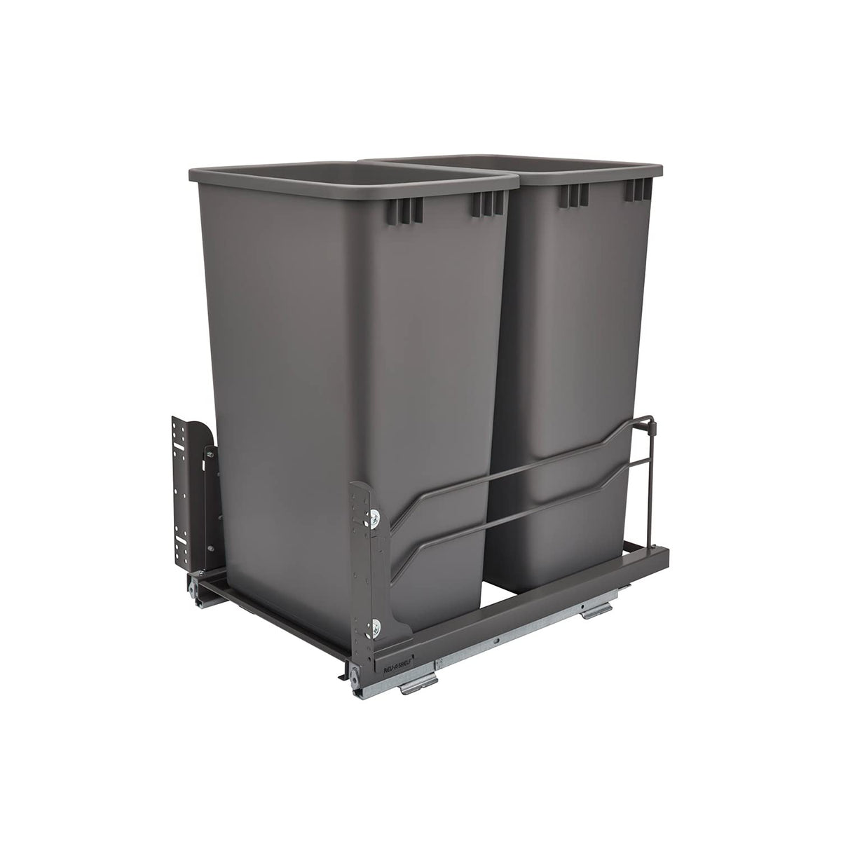 Double 27-Quart Pull Out Kitchen Waste Container with Soft-Close Slides, Gray I280506