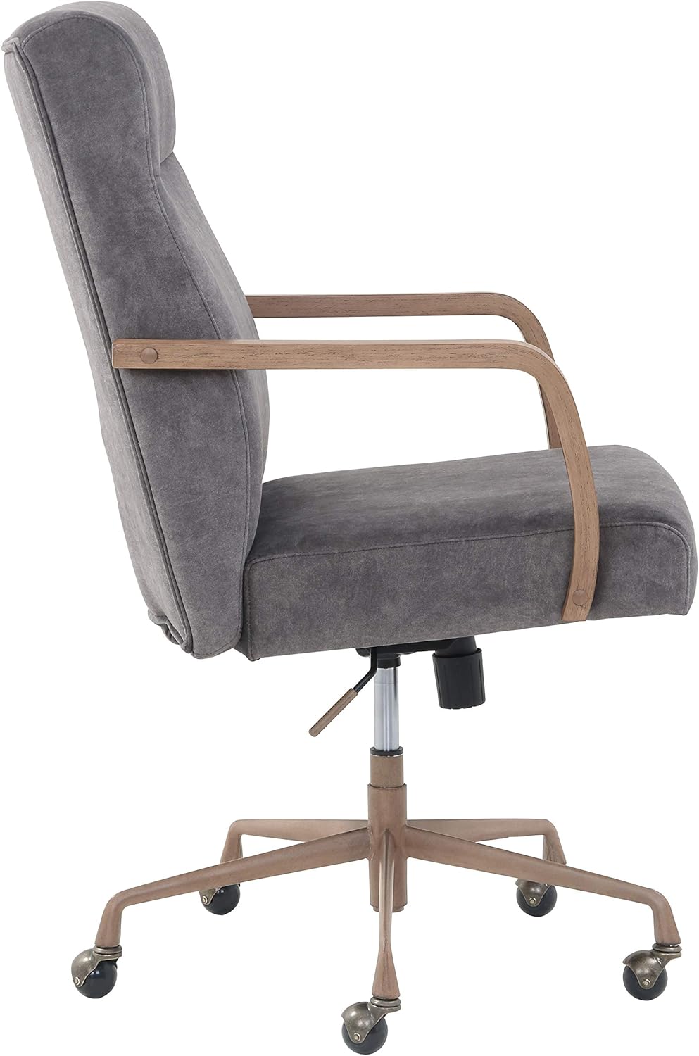 Velvet Height-Adjustable Office Chair with Caster Wheels H45118