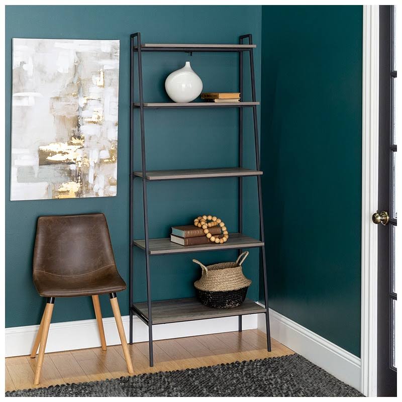 72x22 Mid-Century Modern Wood Ladder Bookcase W564433