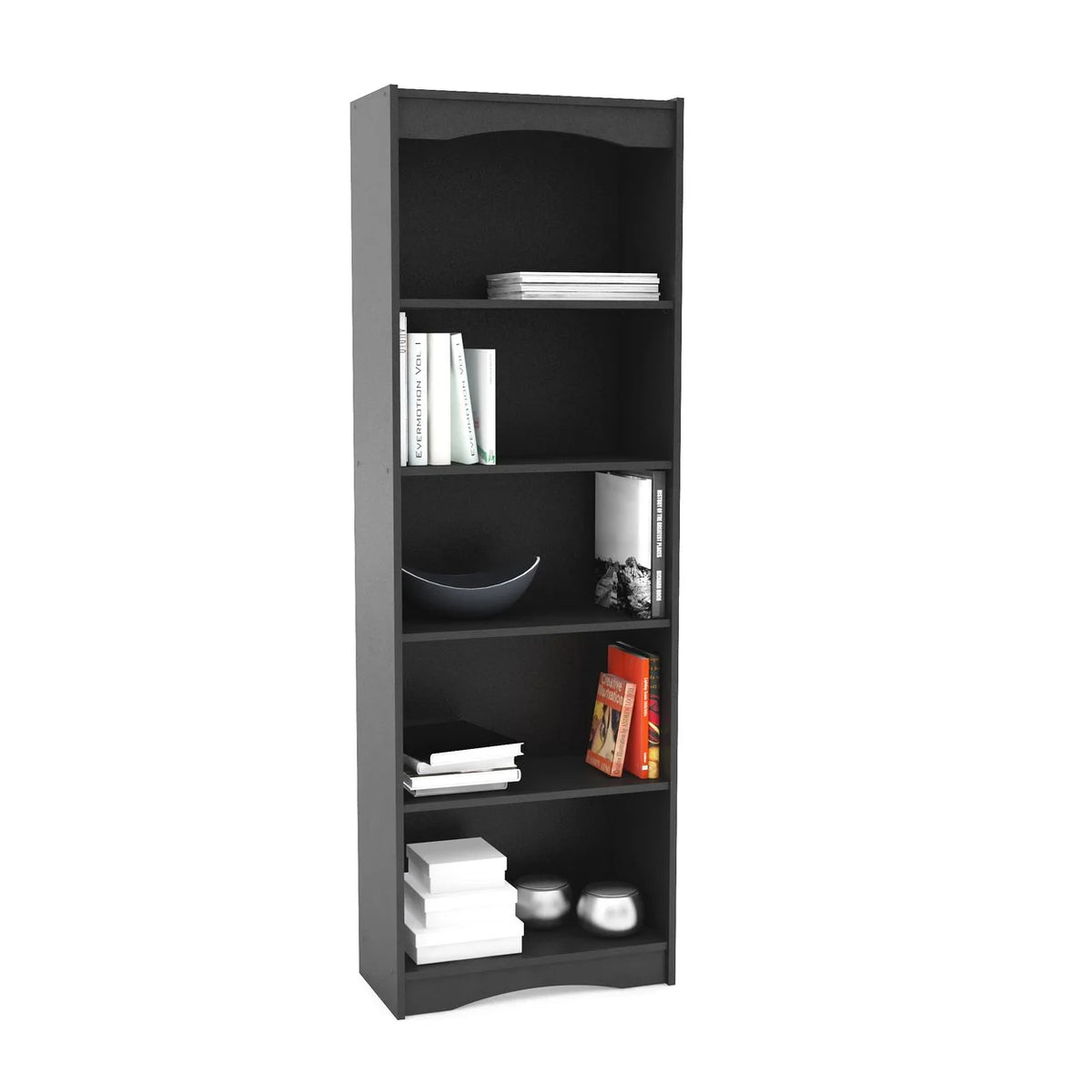72" Tall Black Bookcase W3219