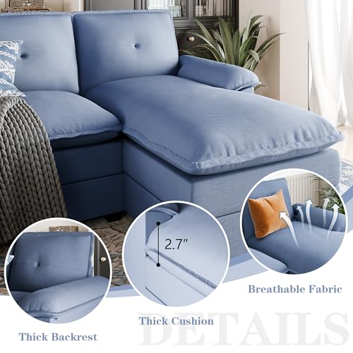 Blue U-Shaped Sectional Sofa with Double Chaise X524736