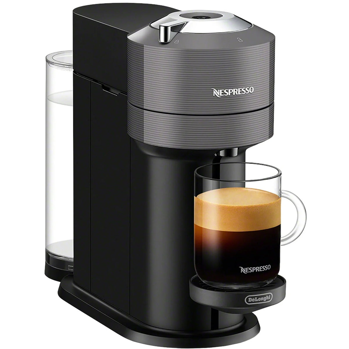 Chrome Coffee and Espresso Maker with Black Milk Frother K846
