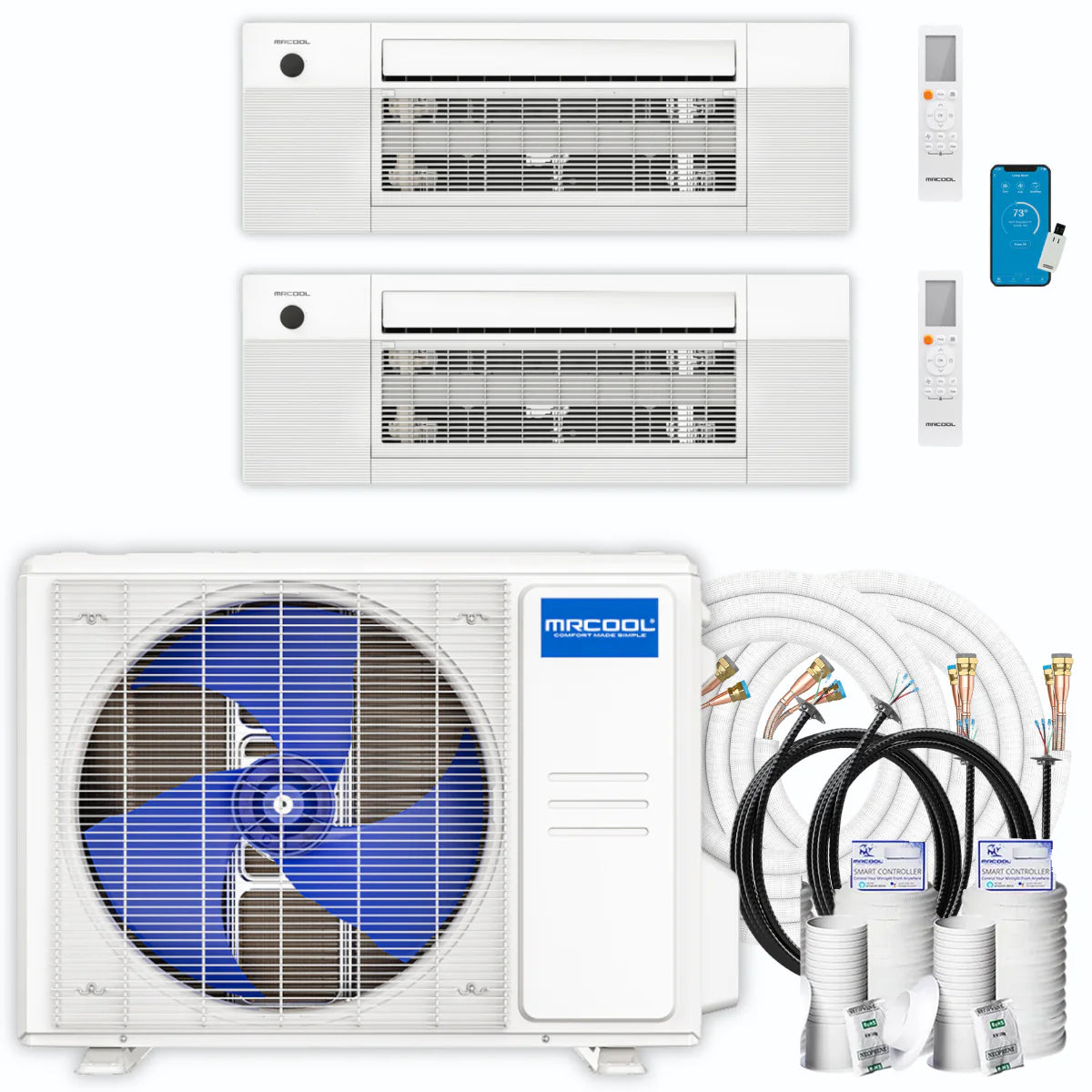 21,000 BTU 2 Zone Ceiling Cassette Ductless Air Conditioner and Heat Pump J131