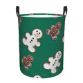 Laundry Hamper With Leather Laundry Basket Waterproof Round Collapsible S1565