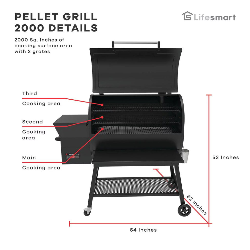 2000 Square Inch Pellet Grill and Smoker with 3 Cooking Racks P82288