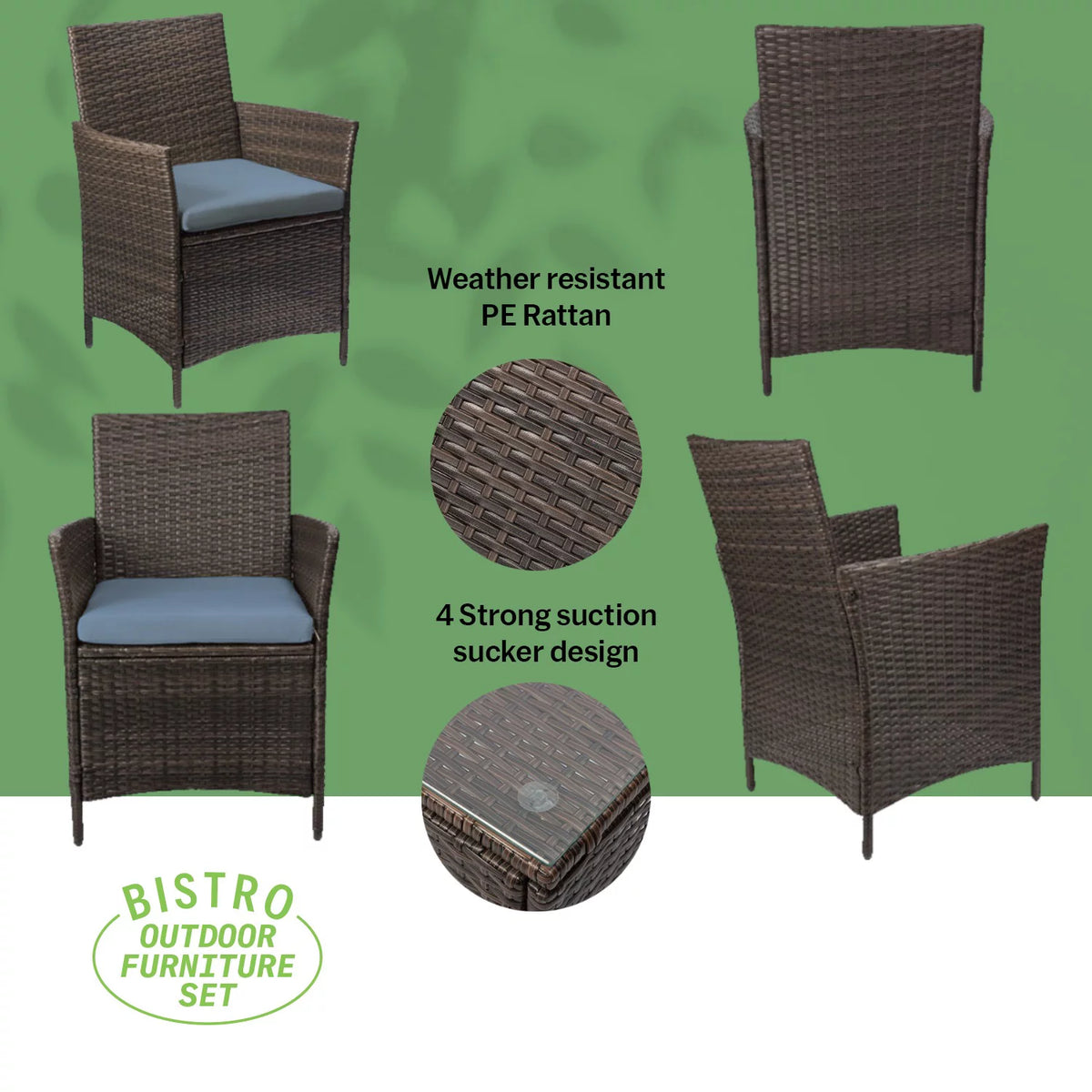 3 Piece Rattan Outdoor Furniture Set with Table O5930