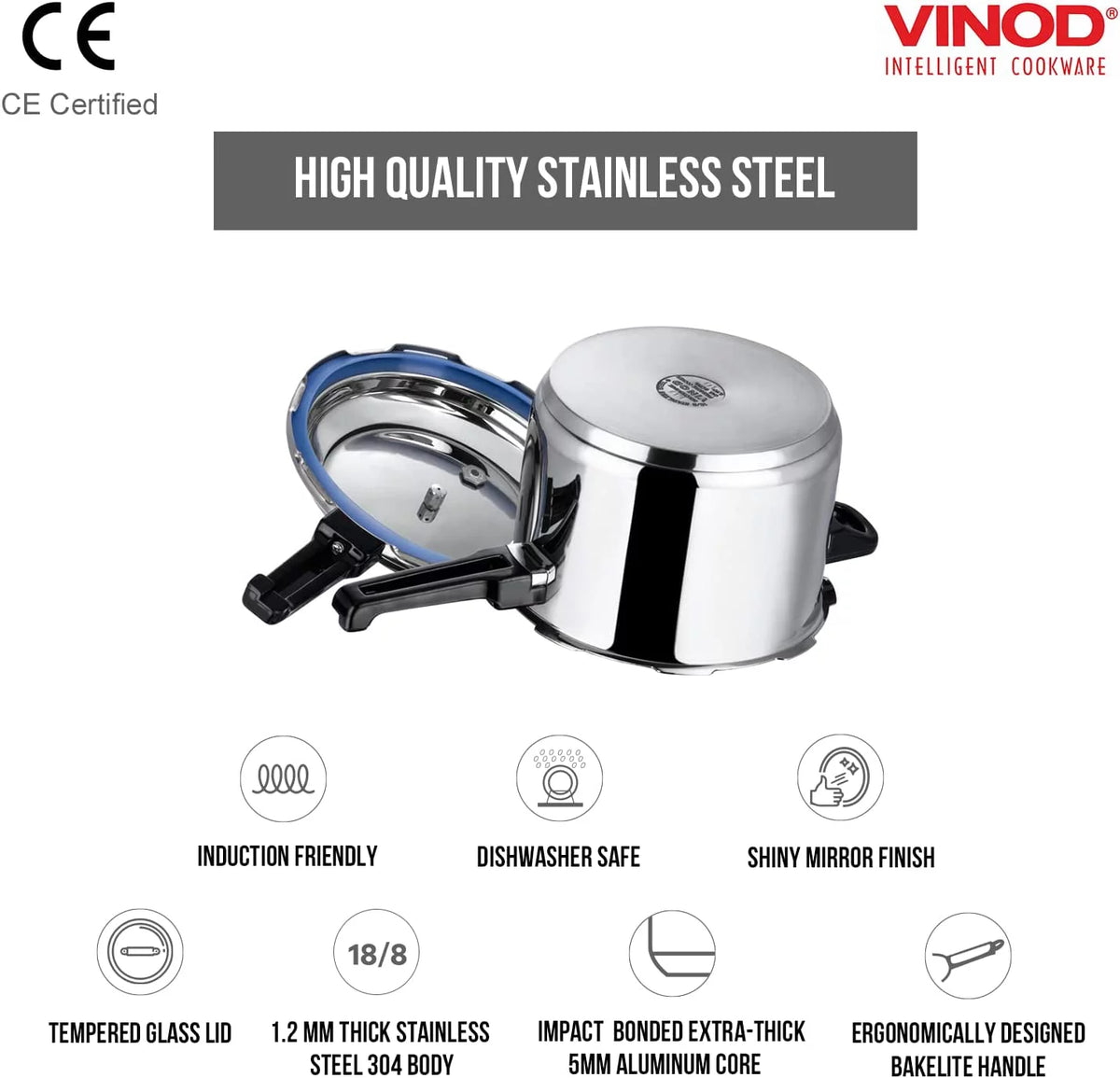 Stainless Steel 5 Liter Induction Base Pressure Cooker J2327