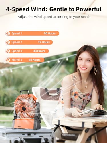 Portable Rechargeable Camping Fan with LED Lantern K732