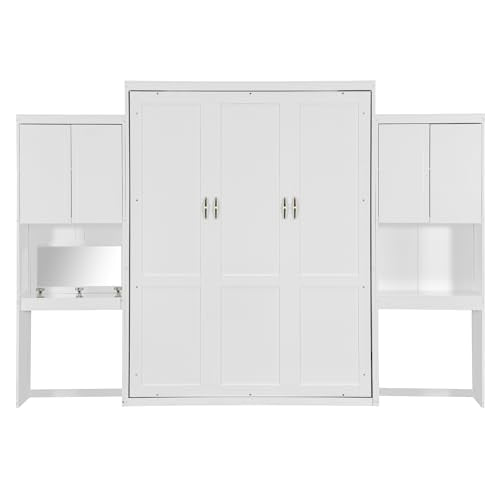 Queen Size White Murphy Bed Cabinet with Closet Z301185