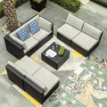 7 Piece PE Rattan Wicker Sectional Sofa Set with Table Cushions P676865