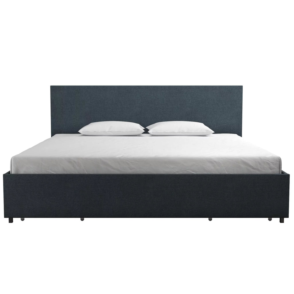Dark Grey Linen Upholstered Storage Bed Frame A627