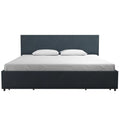 Dark Grey Linen Upholstered Storage Bed Frame A627