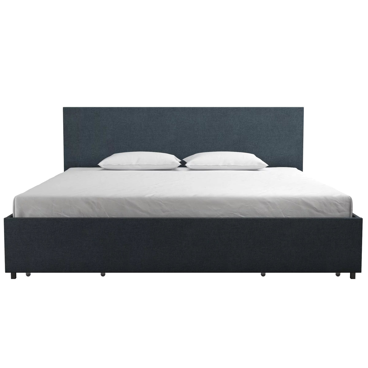 Dark Grey Linen Upholstered Storage Bed Frame A627
