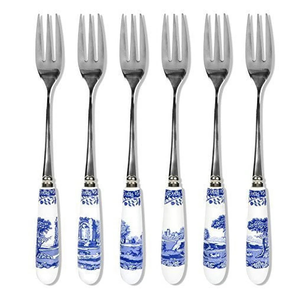 Blue Italian 6 Pastry Forks Set of 6 U333224