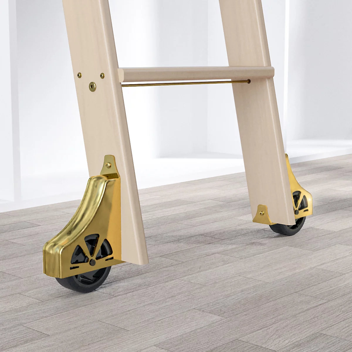 Un-Finished Maple Library Ladder with 8 ft. Rail Y376922