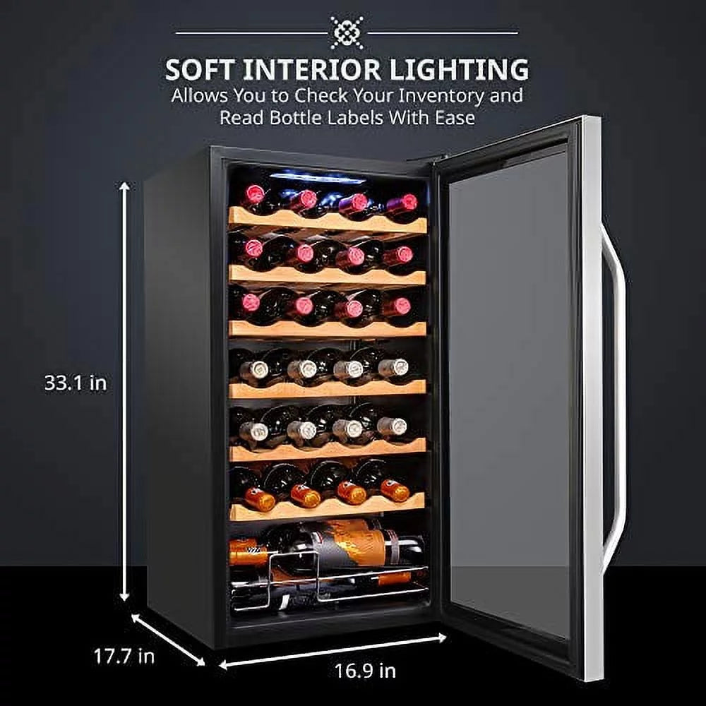 28 Bottle Compressor Wine Cooler Refrigerator with Lock E412