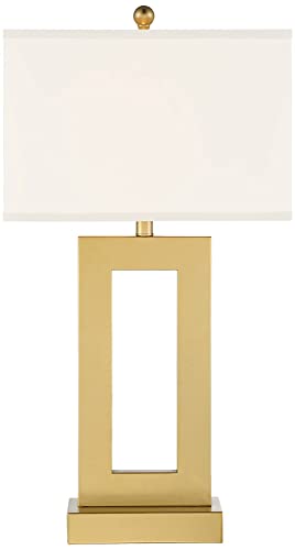 Set of 2 Gold Metal End Table Lamps with White Shade M21575