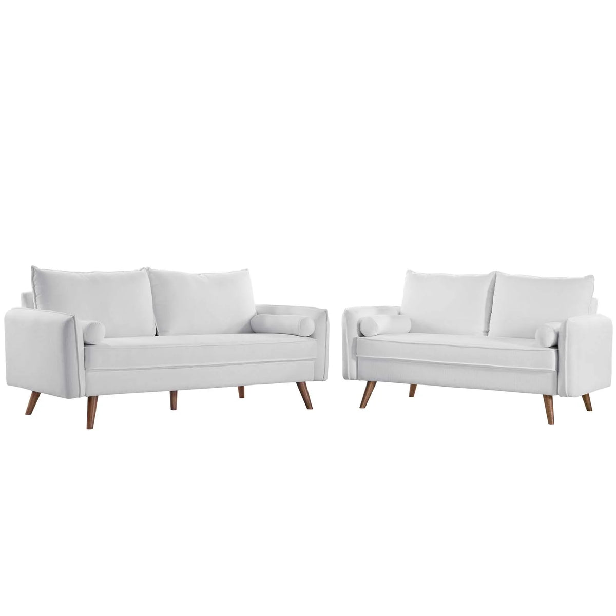 White Upholstered Fabric Sofa and Loveseat Set C968
