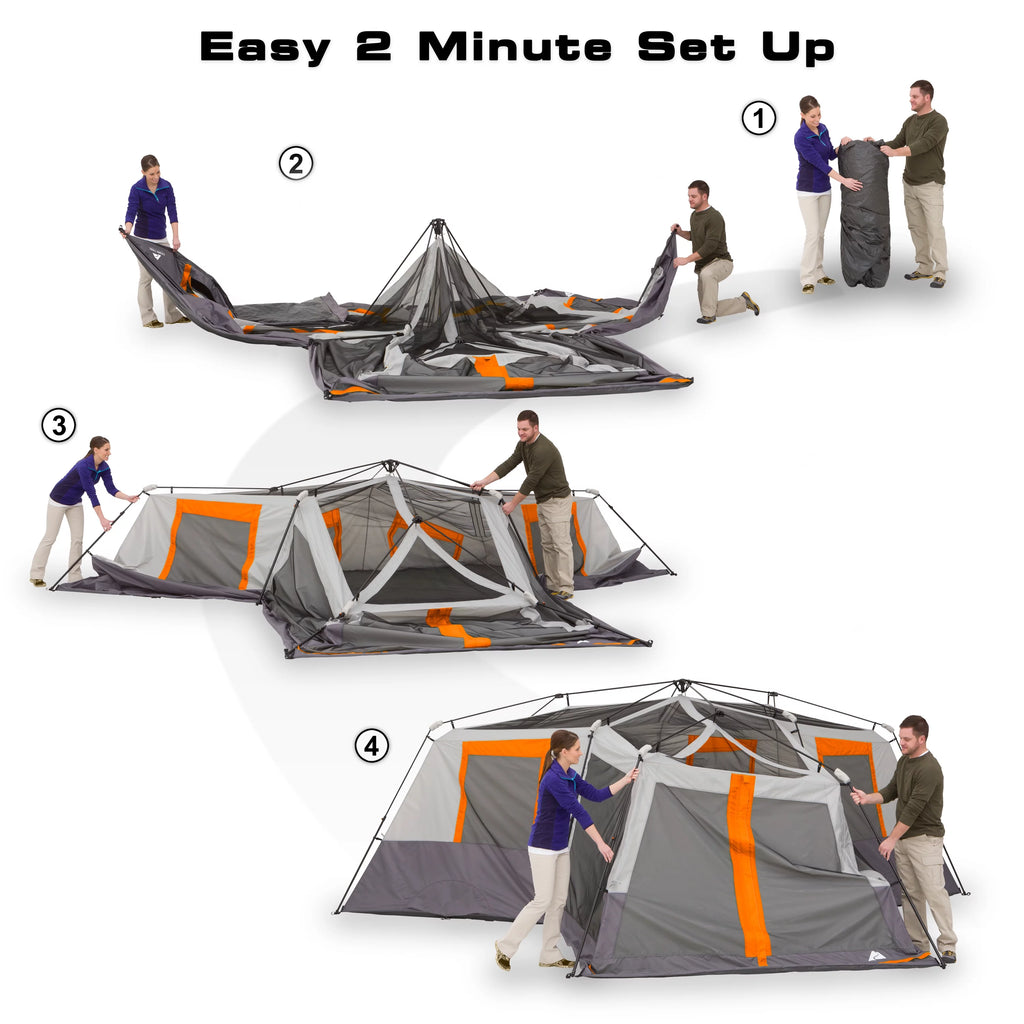 12-Person 3-Room Instant Cabin Tent with Screen Room A307579
