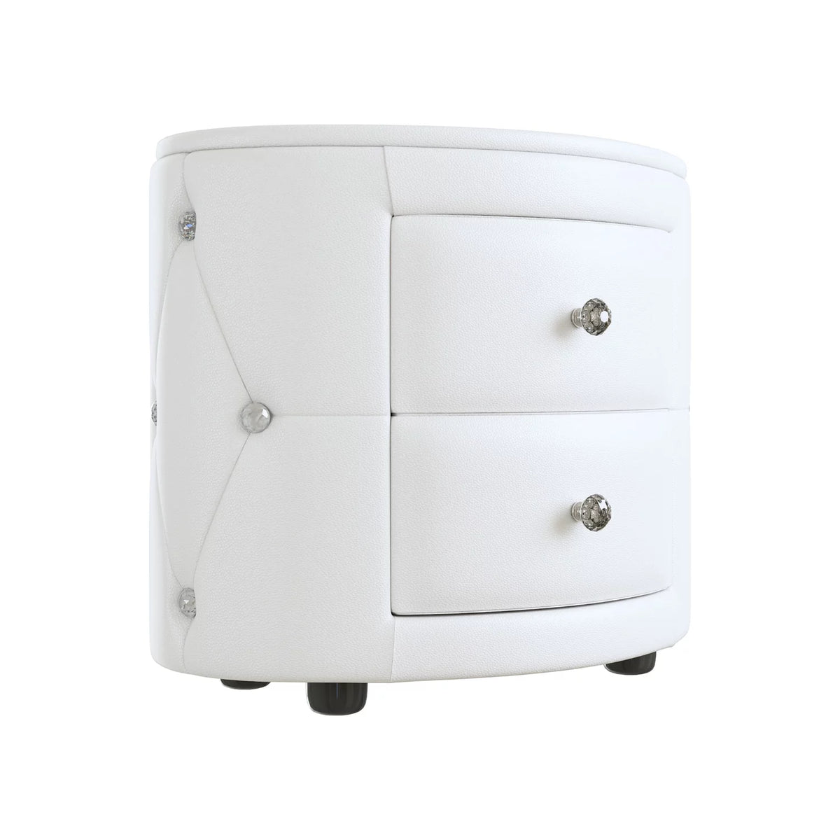 White 2 Drawer PU Leather Upholstered Nightstand L2949