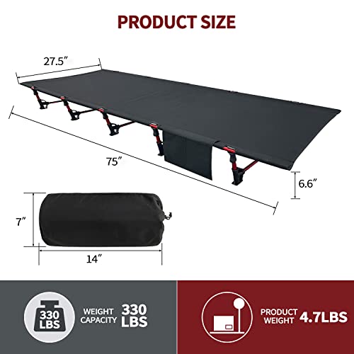 Portable Camping Cot Sleeping Cot Black S7631
