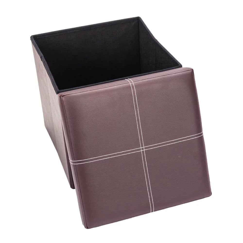 Folding Storage Cube Ottoman Brown J93683