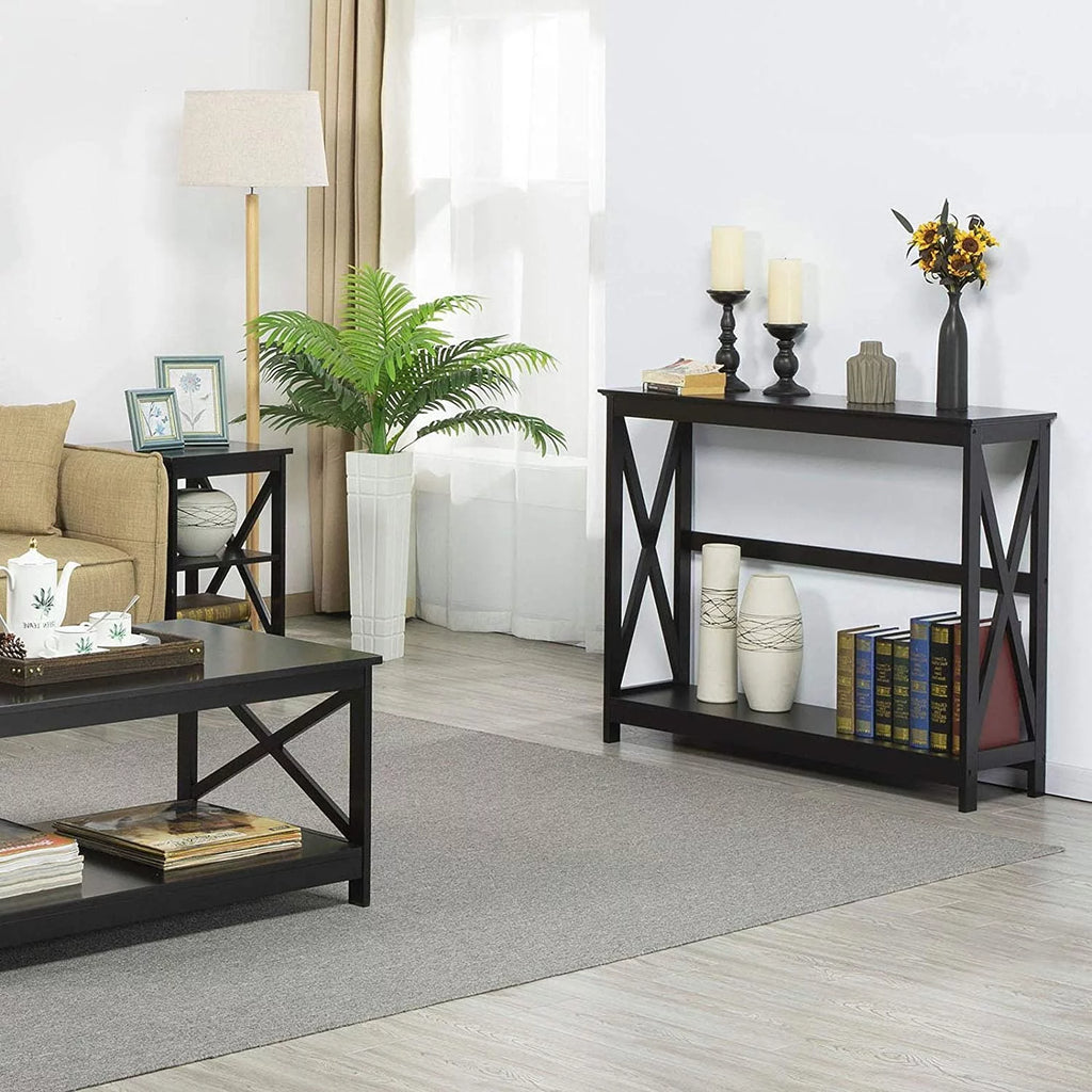 White 40" Console Table with 2 Outlet and 2 USB Ports R3888
