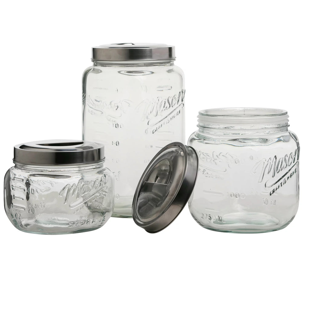 3 Piece Square Glass Canister Set G289529