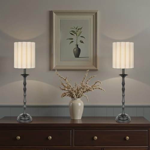 Black Scalloped Table Lamp with Bamboo Lamp Post W33591