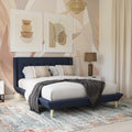 Queen Light Gray Linen Upholstered Bed E107057