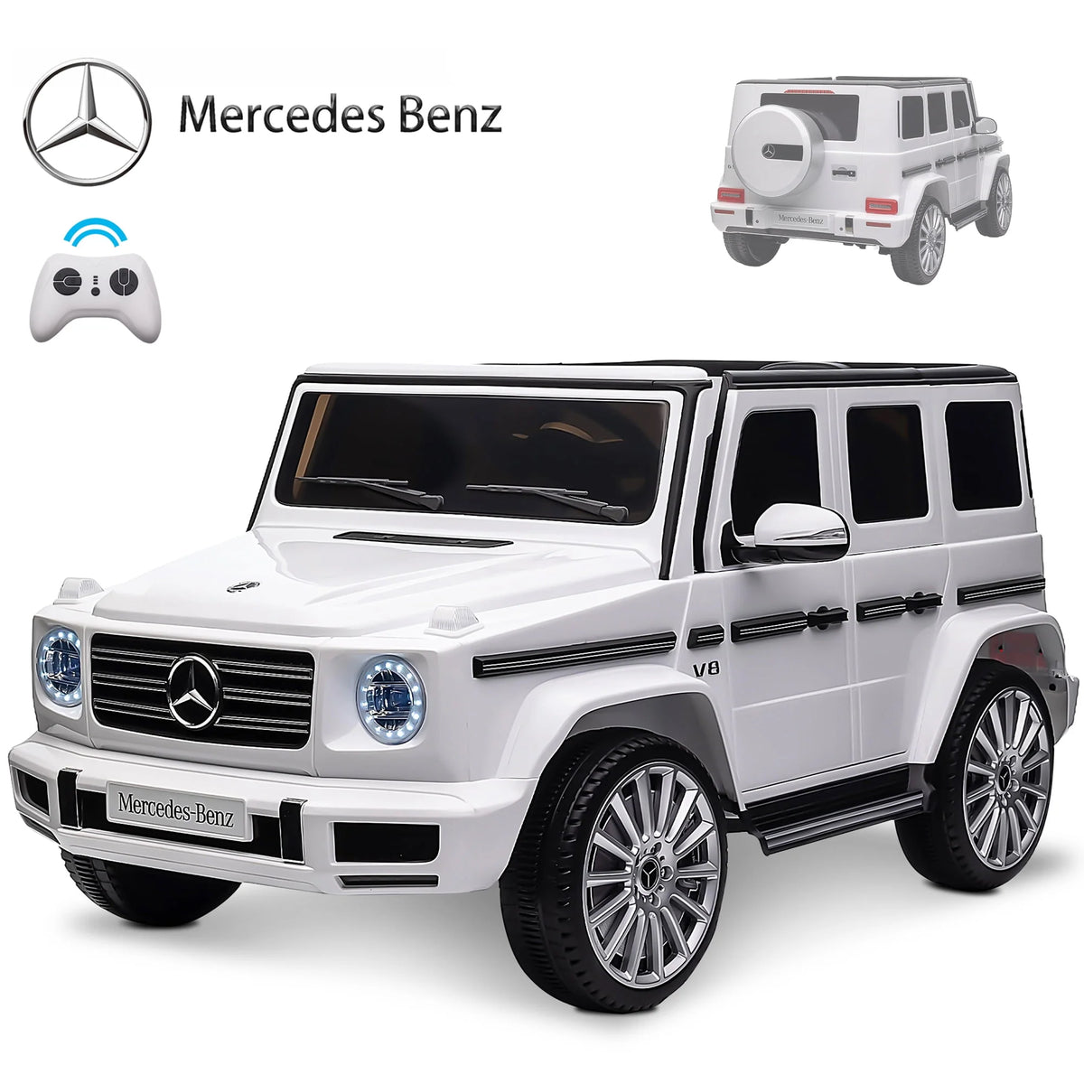 24V White Ride on Car with Remote Control U60929