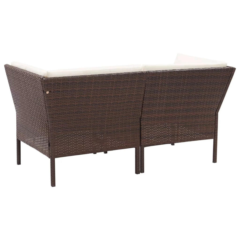 6 Piece White Cushioned Brown Poly Rattan Outdoor Conversation Set T705