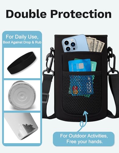 Insulated Water Bottle with Straw Lid Strap Carrier Boot & Paracord Handle P12650