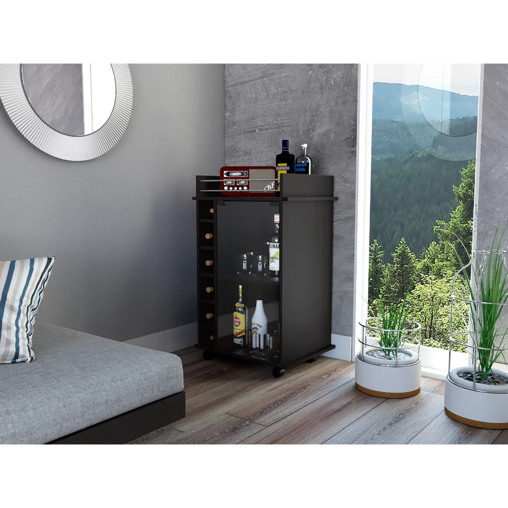 Black Two Tier Bar Cart F9880