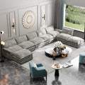 Gray Oversized Modular Sectional Sofa with Ottomans L227