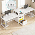 White Computer Desk with File Drawer and USB Port K5571