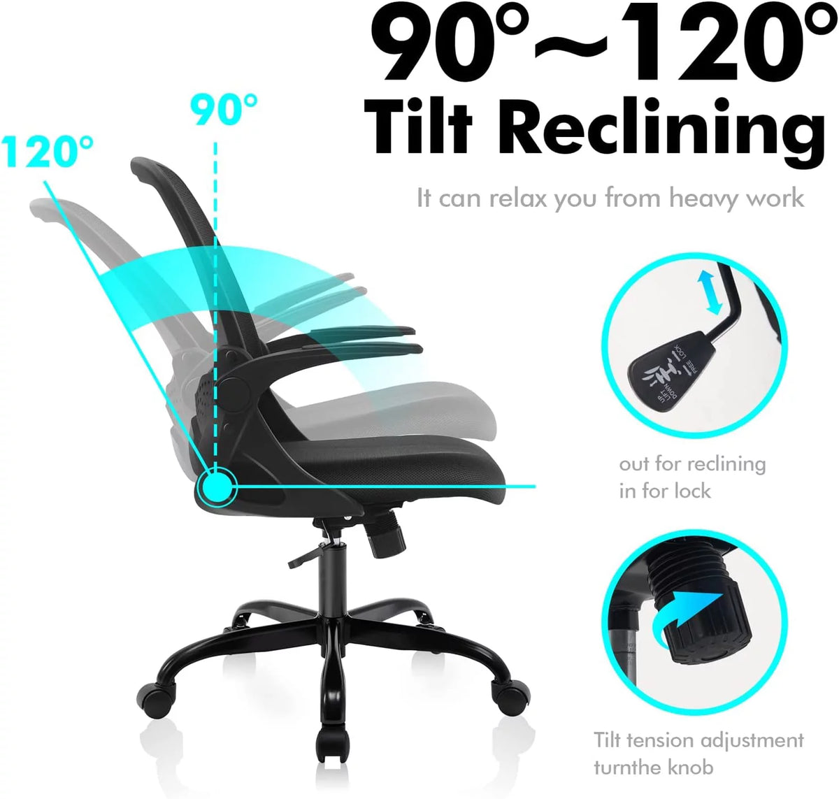 Ergonomic Mesh Office Chair with Flip-up Armrests G50483