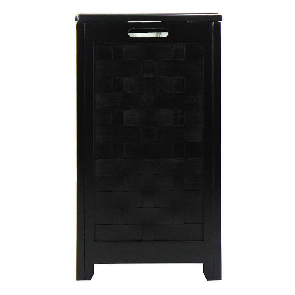 Black Rectangular Wood Laundry Hamper with Interior Bag Z76147