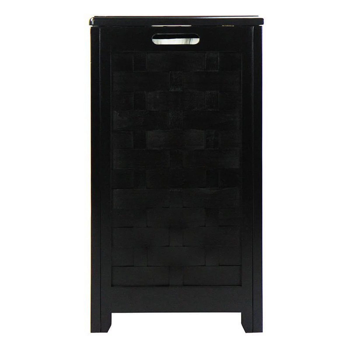 Black Rectangular Wood Laundry Hamper with Interior Bag Z76147
