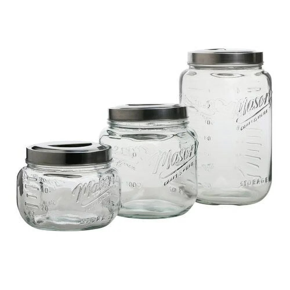 3 Piece Square Glass Canister Set G289529