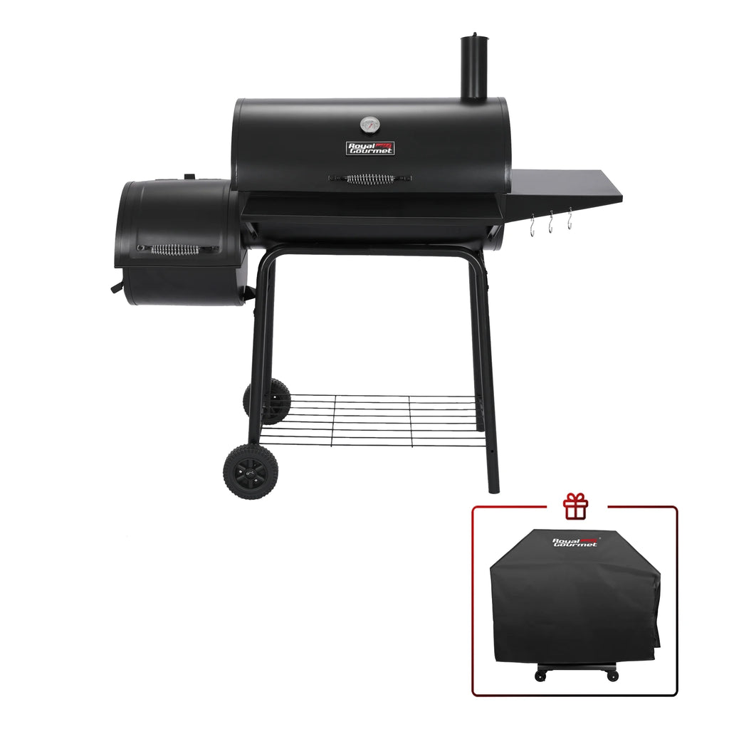 30" Charcoal Grill with Offset Smoker and Cover O555936