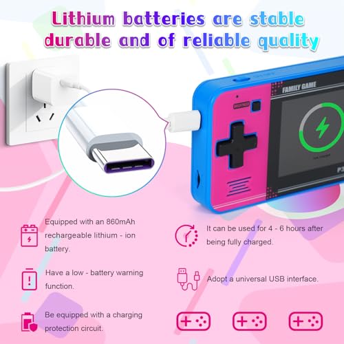 Handheld Game with 220 32-bit Video Games, 3.0” IPS Screen, Rechargeable Portable Mini Arcade H303525