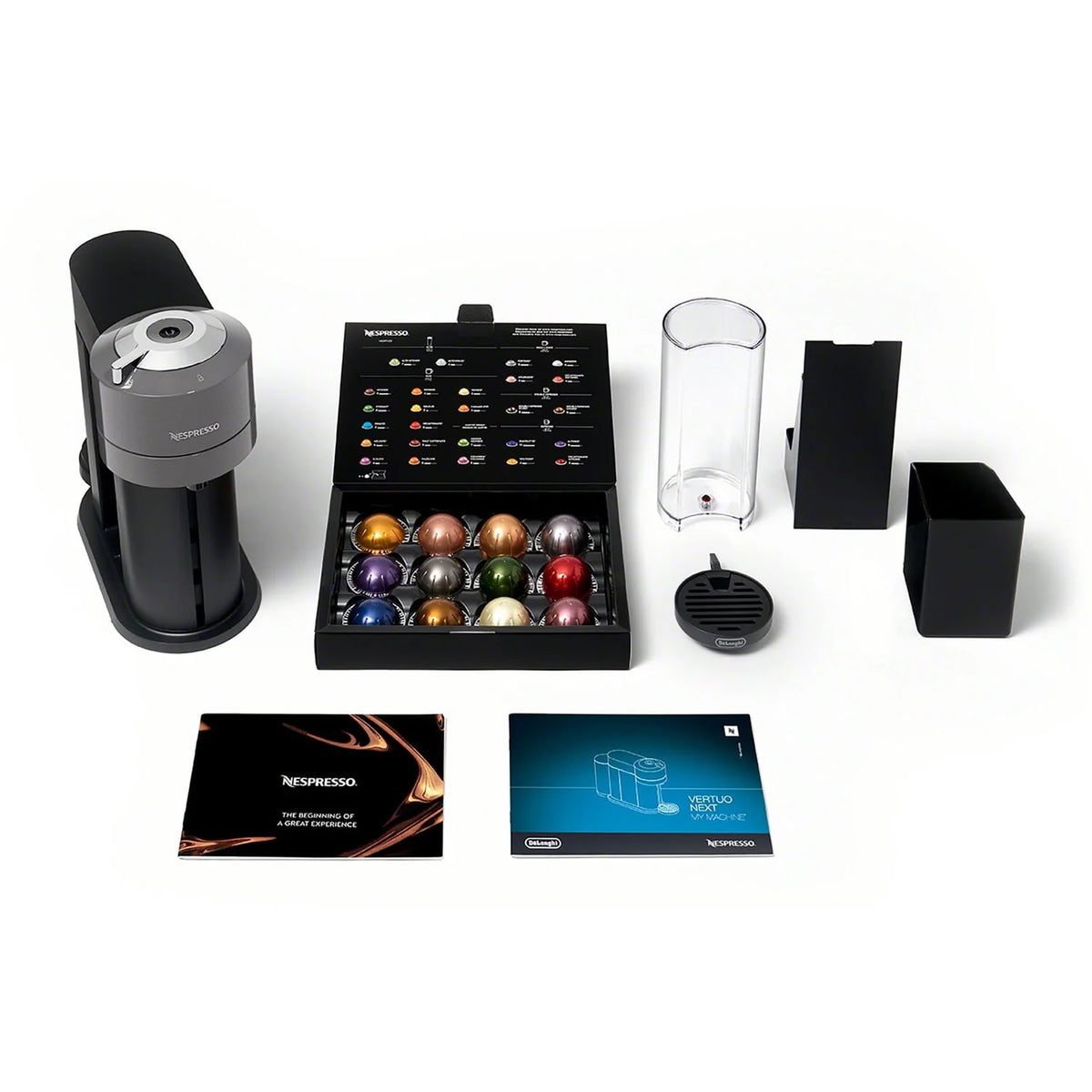 Chrome Coffee and Espresso Maker with Black Milk Frother K846