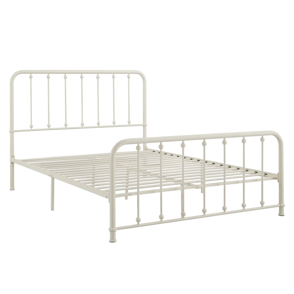 White Metal Platform Full Bed V667627