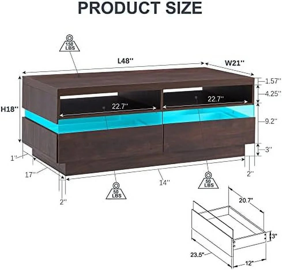 48 Inch LED Coffee Table with 2 Drawers H690940