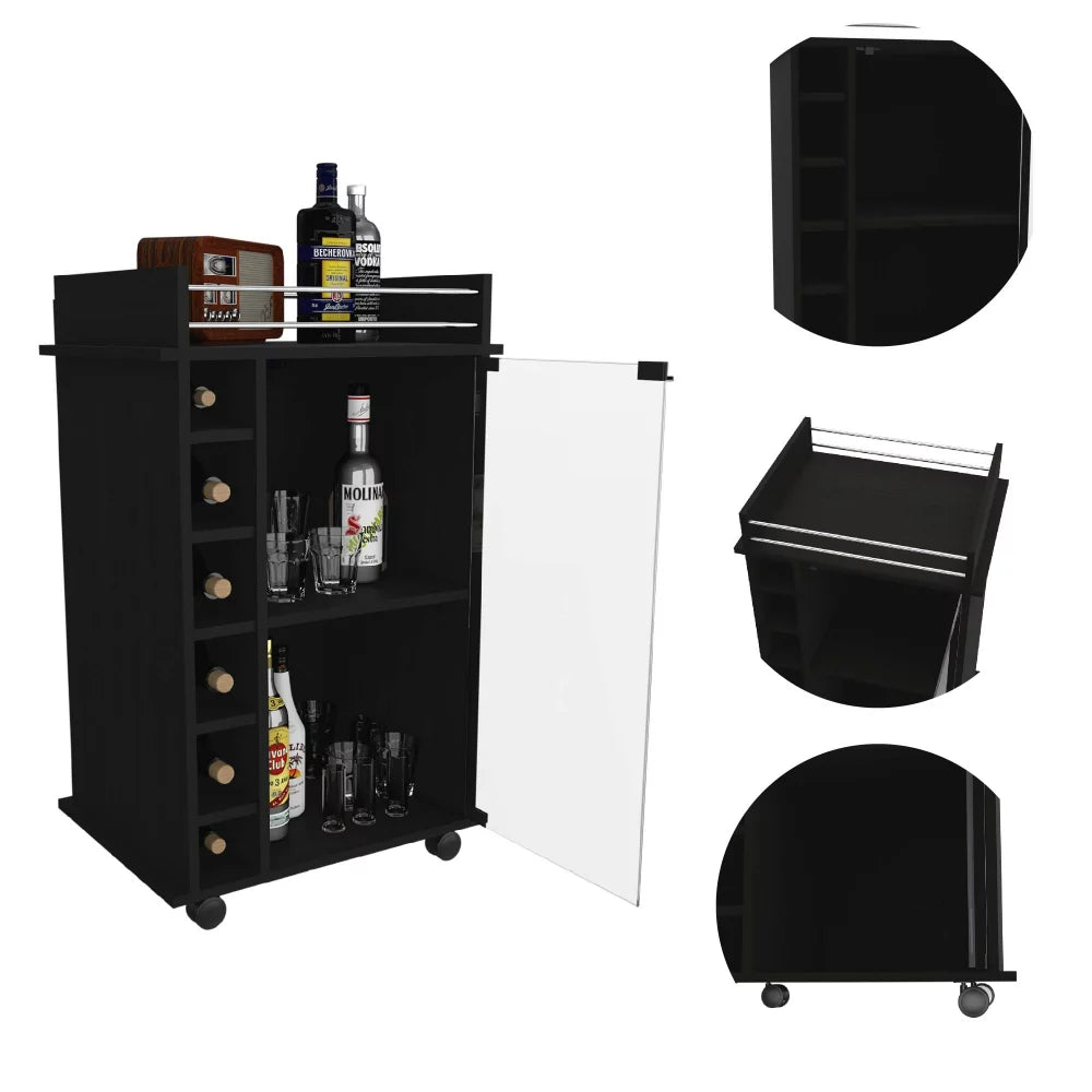 Black Two Tier Bar Cart F9880