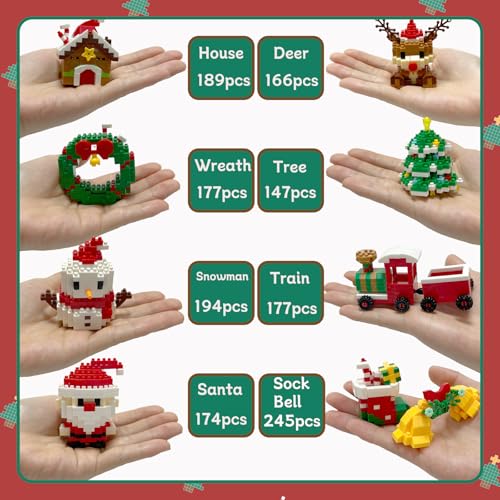 Mini Christmas Building Blocks Toys 8 Pack W1412